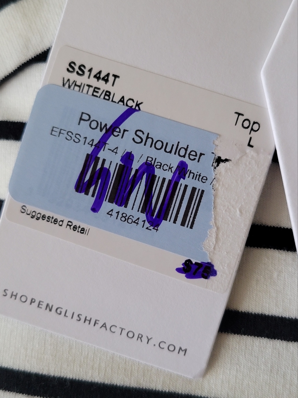 NWT Anthropologie × English Factory Power Shoulder Top Striped Nautical Preppy L - Picture 13 of 14